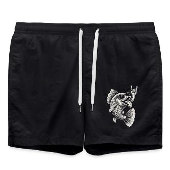 Rock Music Fish Funny Metal Music Retro - Swim Trunks - black - Front - AI Model Male 185 light (185cm)