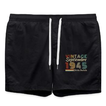 September 1945 Retro Vintage Birthday Gift - Swim Trunks - black - Front - AI Model Male 185 light (185cm)