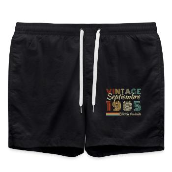 September 1985 Retro Vintage Birthday Gift - Swim Trunks - black - Front - AI Model Male 185 light (185cm)