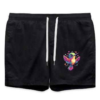 Colibri coloré avec des cœurs - Short de bain - noir - Devant - AI Model Male 185 light (185cm)