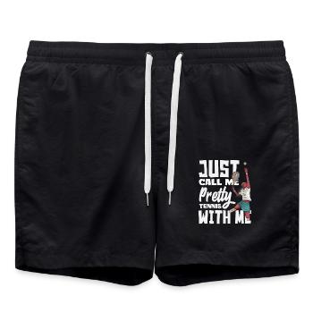 Nenn Mich Hübsch Tennis Spielerin - Badeshorts - Schwarz - Vorne - AI Model Male 185 light (185cm)