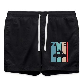 2. Geburtstag Polizei - Badeshorts - Schwarz - Vorne - AI Model Male 185 light (185cm)