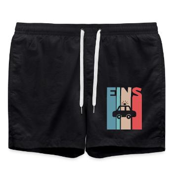 1. Geburtstag Polizei - Badeshorts - Schwarz - Vorne - AI Model Male 185 light (185cm)