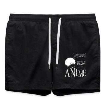 Anime Manga Otaku Kawaii Japan Cosplay Comic - Badeshorts - Schwarz - Vorne - AI Model Male 185 light (185cm)