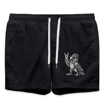 Rockmusik Papagei Lustiges Heavy metal zeichen - Badeshorts - Schwarz - Vorne - AI Model Male 185 light (185cm)