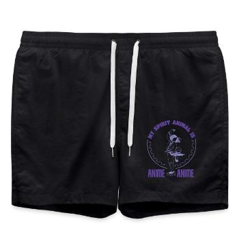 Anime Manga Otaku Kawaii Japan Cosplay Comic - Badeshorts - Schwarz - Vorne - AI Model Male 185 light (185cm)