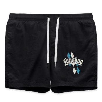 Lausbua auf bayrisch - Festzelt, Bier und Gaudi - Badeshorts - Schwarz - Vorne - AI Model Male 185 light (185cm)
