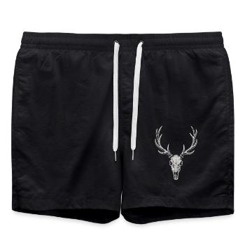 Hirschgeweih - Festzelt, Bier und Gaudi - Badeshorts - Schwarz - Vorne - AI Model Male 185 light (185cm)
