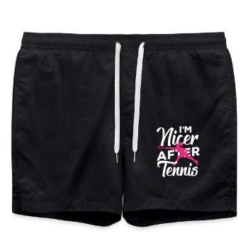 Ich Bin Nicer Nach Tennis Spieler - Badeshorts - Schwarz - Vorne - AI Model Male 185 light (185cm)