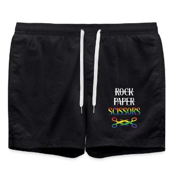 Conception de défilés LGBTQ pour les gays et les lesbiennes - Short de bain - noir - Devant - AI Model Male 185 light (185cm)