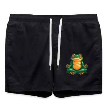 Affirmation Frosch Zum Thema Psychische Gesundheit - Badeshorts - Schwarz - Vorne - AI Model Male 185 light (185cm)