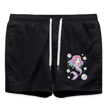 Süße Kawaii Meerjungfrau – Pastell Design - Badeshorts - Schwarz - Vorne - AI Model Male 185 light (185cm)