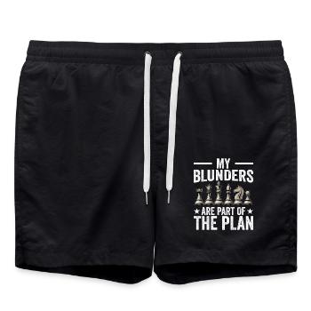 Chess Quote - My Blunders Are Part Of The Plan - Badeshorts - Schwarz - Vorne - AI Model Male 185 light (185cm)