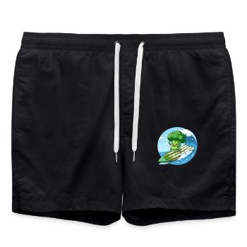 Le brocoli surfe sur les asperges - Short de bain - noir - Devant - AI Model Male 185 light (185cm)