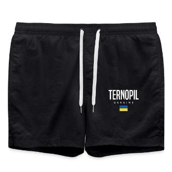 Ternopil Ukraine - Badeshorts - Schwarz - Vorne - AI Model Male 185 light (185cm)