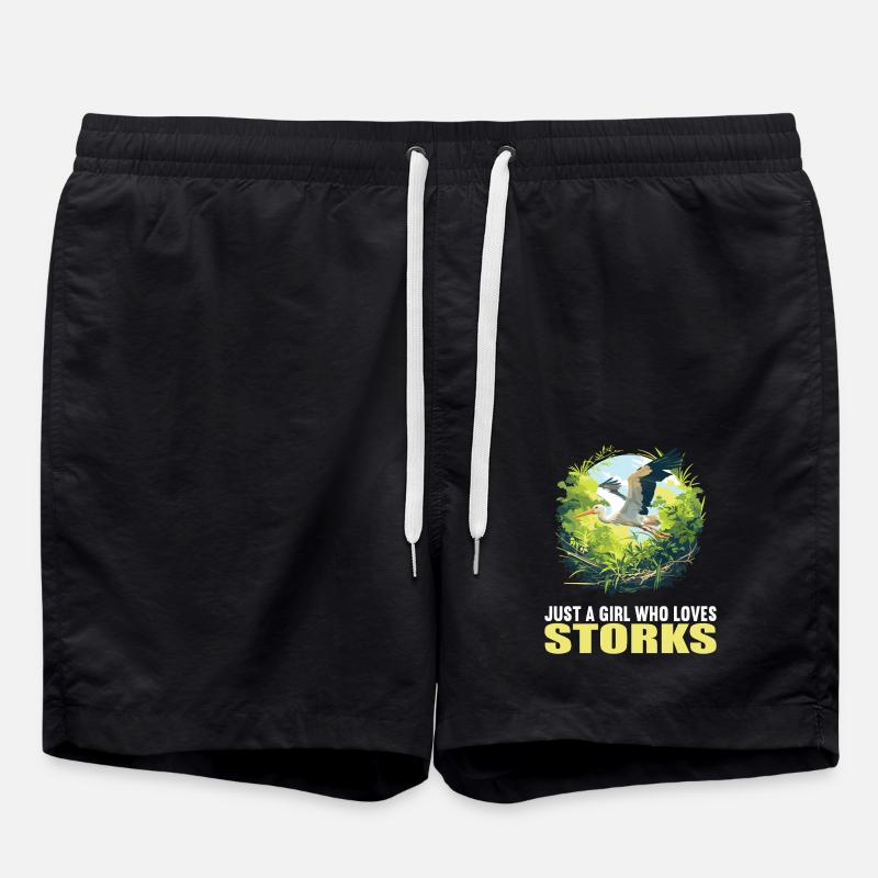 Störche Storch - Badeshorts - Schwarz