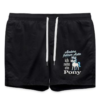 Andere Fahren Auto Ich Reite Ein Pony - Badeshorts - Schwarz - Vorne - AI Model Male 185 light (185cm)