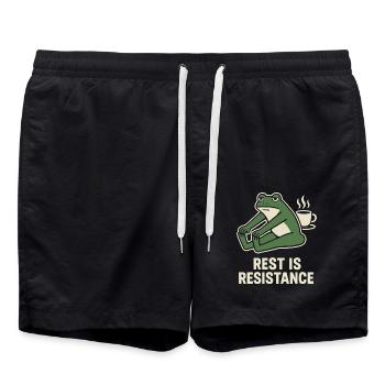 Calmness is resistance mindfulness affirmation - Swim Trunks - black - Front - AI Model Male 185 light (185cm)