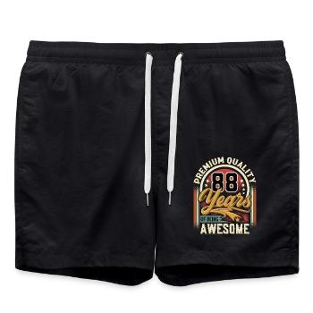 88. Geburtstag Vintage - Badeshorts - Schwarz - Vorne - AI Model Male 185 light (185cm)