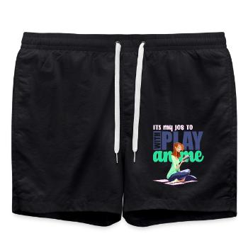 Anime Manga Otaku Kawaii Japan Cosplay Comic - Badeshorts - Schwarz - Vorne - AI Model Male 185 light (185cm)