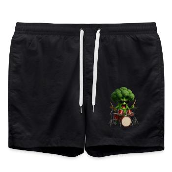 Brokkoli Schlagzeug - Badeshorts - Schwarz - Vorne - AI Model Male 185 light (185cm)
