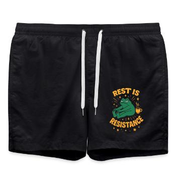 Calmness is resistance mindfulness affirmation - Swim Trunks - black - Front - AI Model Male 185 light (185cm)