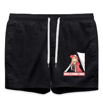 Anime Manga Otaku Kawaii Japan Cosplay Comic - Badeshorts - Schwarz - Vorne - AI Model Male 185 light (185cm)