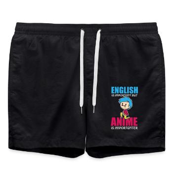 Anime Manga Otaku Kawaii Japan Cosplay Comic - Badeshorts - Schwarz - Vorne - AI Model Male 185 light (185cm)