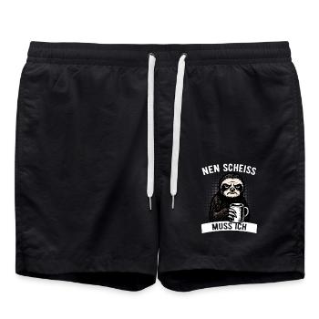Stures Faultier - Nen Scheiß muss ich - Kaffee - Badeshorts - Schwarz - Vorne - AI Model Male 185 light (185cm)