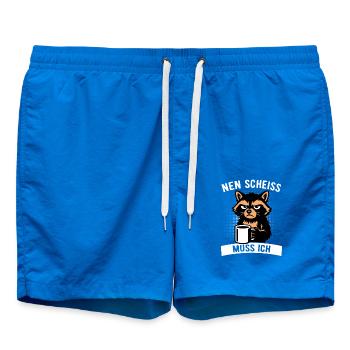 Frecher Waschbär - Nen Scheiß muss ich - Kaffee - Badeshorts - Cobalt blue - Vorne