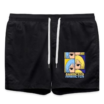 Anime Manga Otaku Kawaii Japan Cosplay Comic - Badeshorts - Schwarz - Vorne - AI Model Male 185 light (185cm)