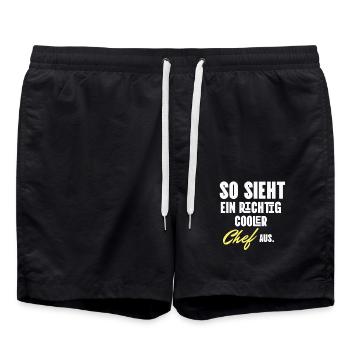 Really Cool Funny Sayings Cheffchen Chef - Swim Trunks - black - Front - AI Model Male 185 light (185cm)