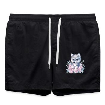 Husky aux roses - Short de bain - noir - Devant - AI Model Male 185 light (185cm)