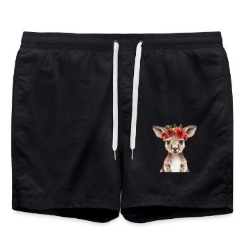 Kangourou avec couronne de fleurs - Short de bain - noir - Devant - AI Model Male 185 light (185cm)