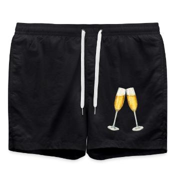 Bocaux à vin mousseux - Short de bain - noir - Devant - AI Model Male 185 light (185cm)