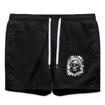 Indianer Häuptling Totenkopf - Badeshorts - Schwarz - Vorne - AI Model Male 185 light (185cm)
