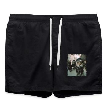 Gangster Cats Streetwear Cool Cat Motif - Short de bain - noir - Devant - AI Model Male 185 light (185cm)