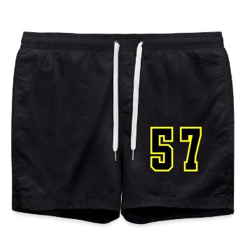 57 Number Jersey - Swim Trunks - black - Front - AI Model Male 185 light (185cm)