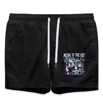 music is the key Dog and Cat Love of Animals - Swim Trunks - black - Front - AI Model Male 185 light (185cm)