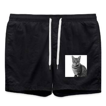 White Cat Cat White Cats Gift - Swim Trunks - black - Front - AI Model Male 185 light (185cm)