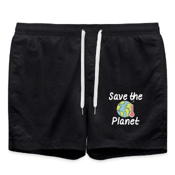 Climate change Environmental protection Nature conservation - Swim Trunks - black - Front - AI Model Male 185 light (185cm)