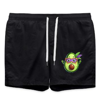 Mardi Gras Avocat Légumes Végétaliens Dessin animé - Short de bain - noir - Devant - AI Model Male 185 light (185cm)
