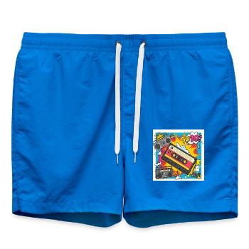 90er-Vibes: Comic-Kassette im Retro-Look - Badeshorts - Cobalt blue - Vorne