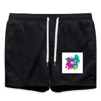 90er-Jahre-Vibes - Badeshorts - Schwarz - Vorne - AI Model Male 185 light (185cm)