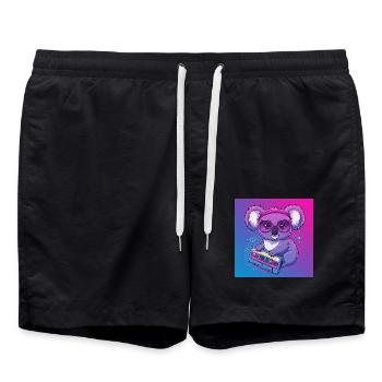 Drôle de koala avec cassette - 80s Vibes - Short de bain - noir - Devant - AI Model Male 185 light (185cm)