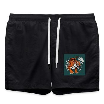 Tigre dangereux - Ambiance BD - Short de bain - noir - Devant - AI Model Male 185 light (185cm)