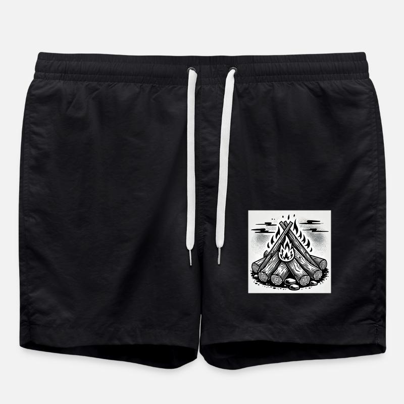 Flammenspiel im Comic-Stil: Lagerfeuerkunst - Badeshorts - Schwarz
