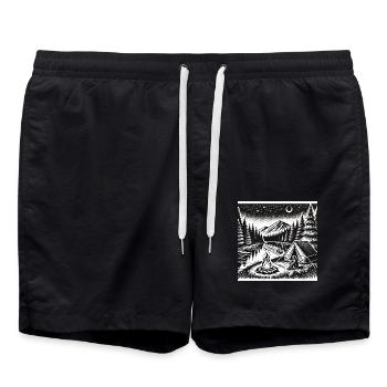 Camping - Feux de camp, nature sauvage et liberté - Short de bain - noir - Devant - AI Model Male 185 light (185cm)
