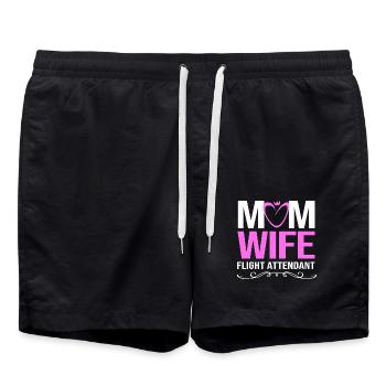 Stewardess Flight Attendant - Swim Trunks - black - Front - AI Model Male 185 light (185cm)