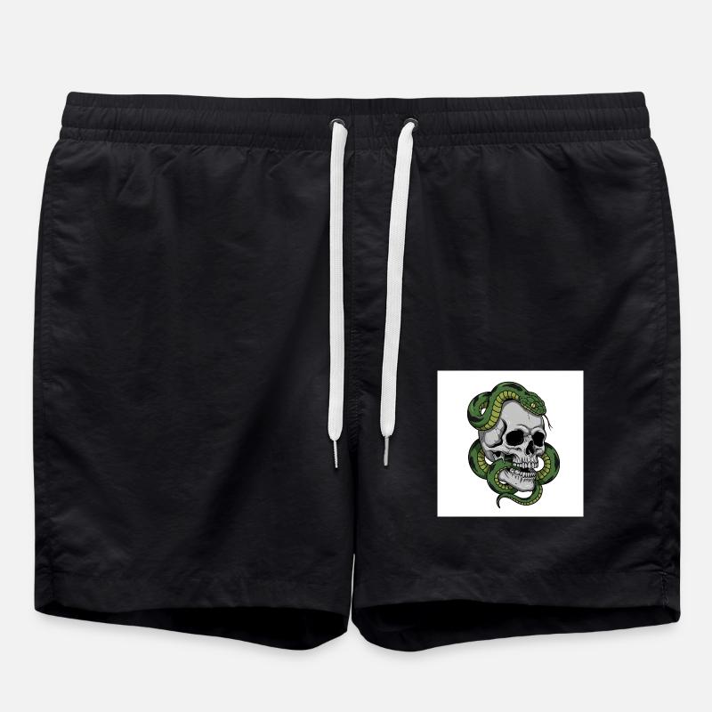 Schädel & Schlange – Symbol des Todes - Badeshorts - Schwarz